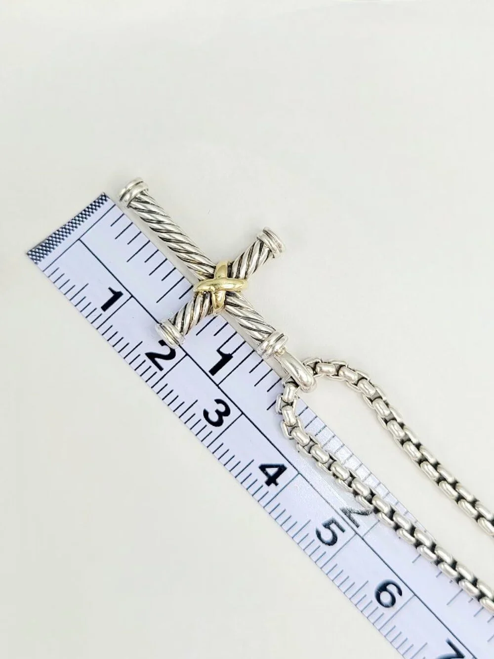 David Yurman Cable Cross Gold X Pendant Necklace w/ 18K Yellow Gold - 20" - RARE - Picture 10 of 12